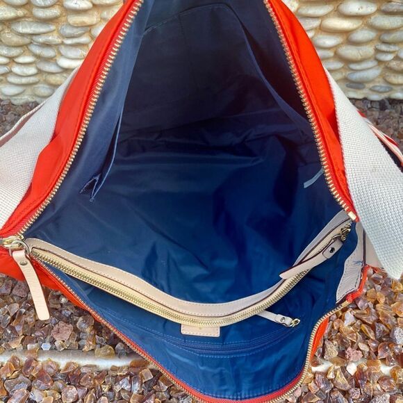 Kate Spade New York Collins Avenue Striped Serena Baby Diaper Bag Orange/Cream - Picture 7 of 9